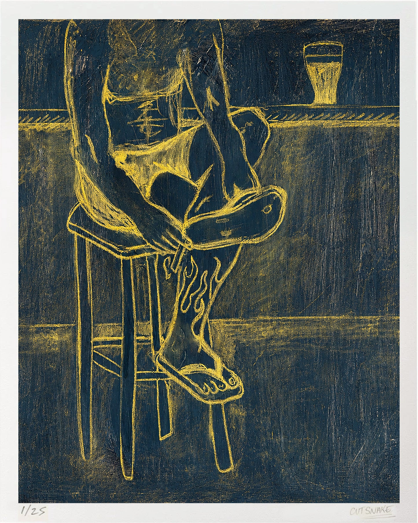 "Bloke with a flame leg tattoo" Limited Print (25 Only)